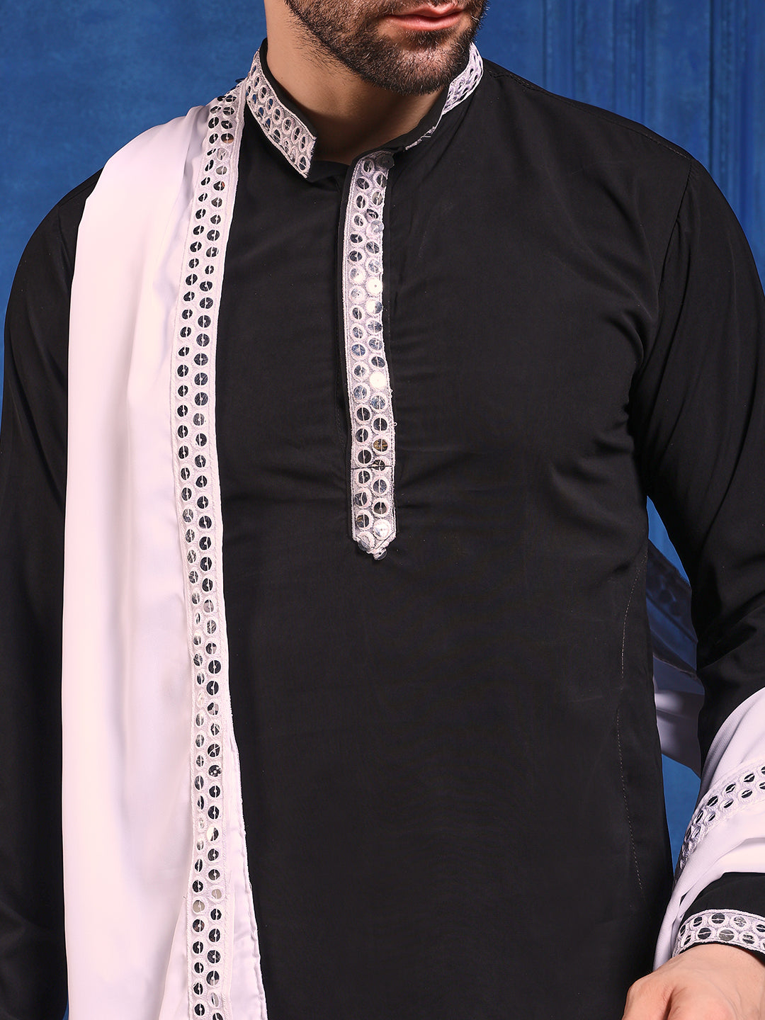 Black Short Kurta Plus Dupatta Set