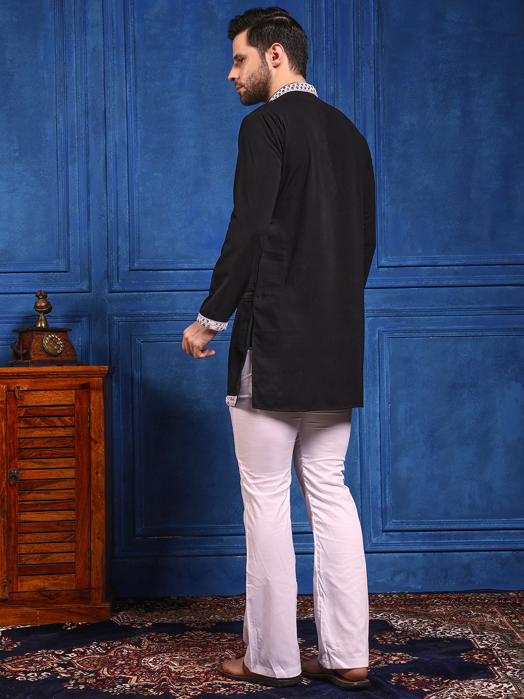 Black Short Kurta Plus Dupatta Set