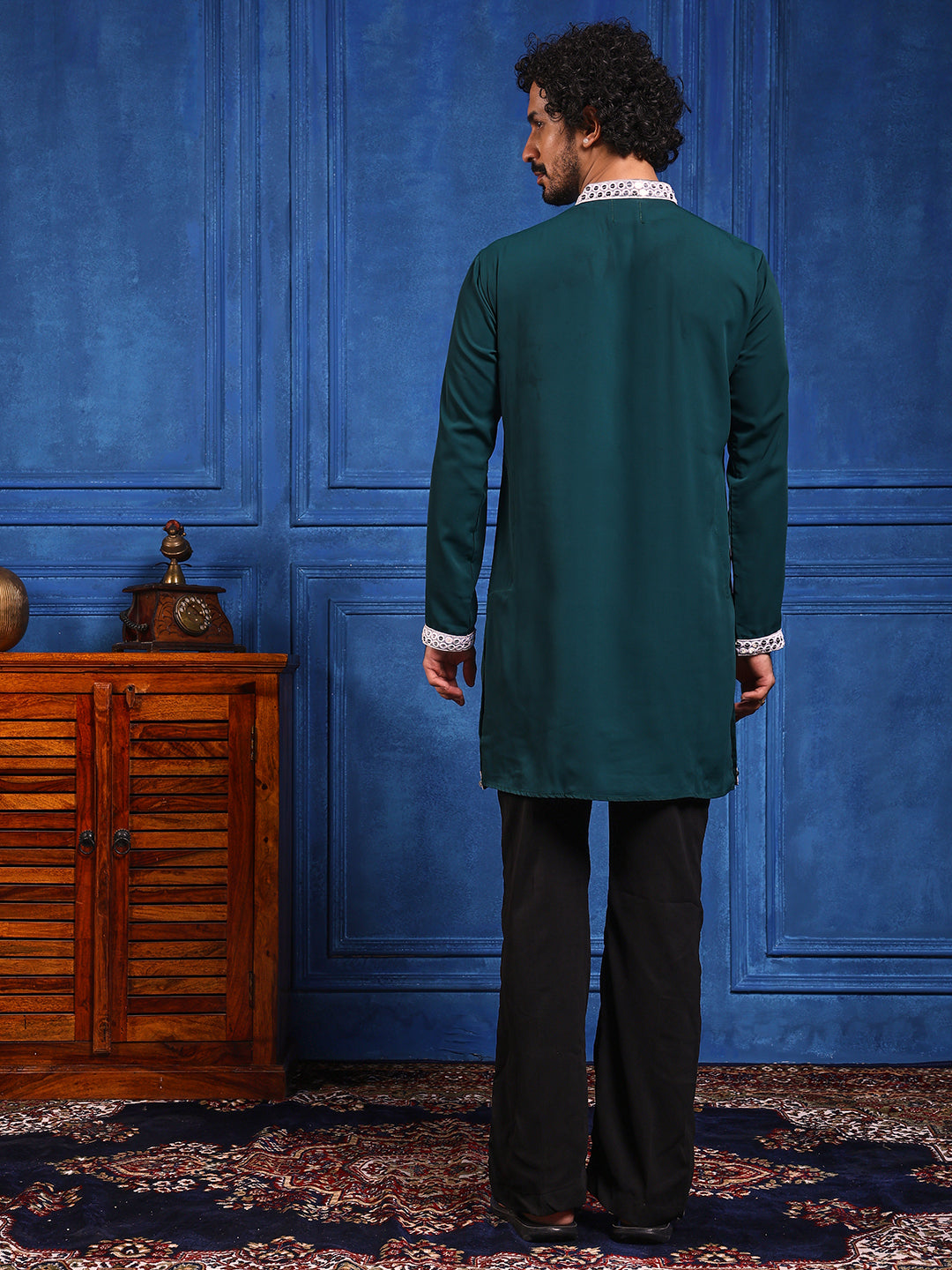 Bottle Green Short Kurta Plus Dupatta Set