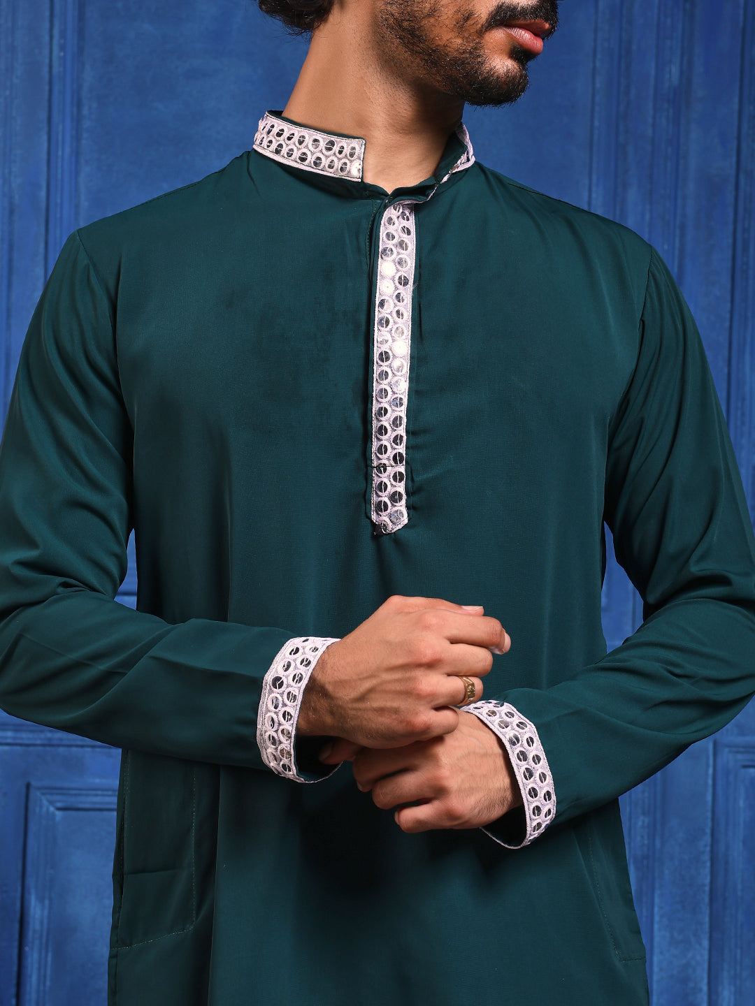 Bottle Green Short Kurta Plus Dupatta Set