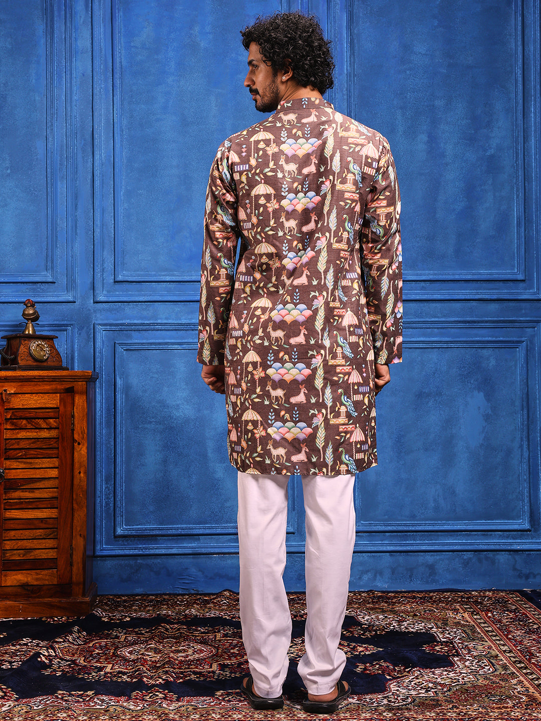 Brown Multicolored Printed Kurta