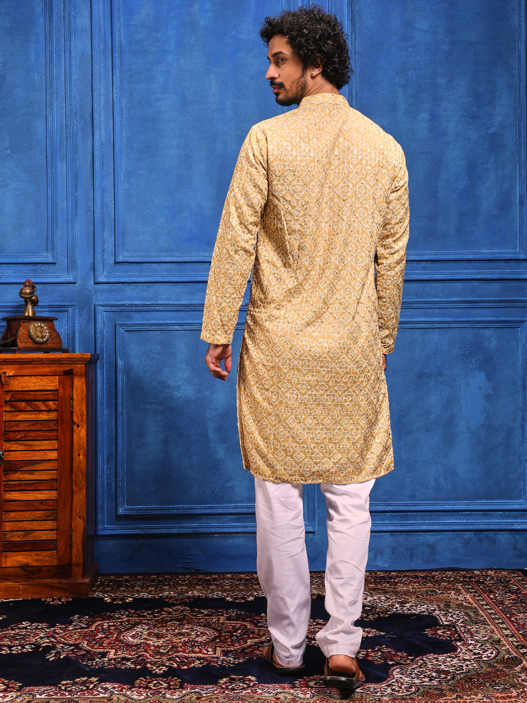 Yellow Bandhani Printed Kurta Plus Dupatta Set