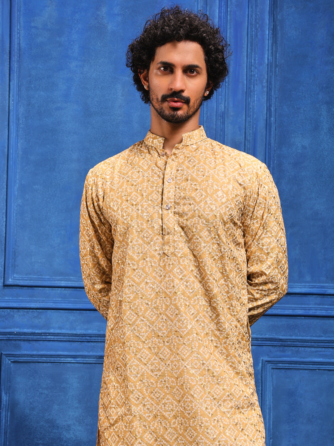 Yellow Bandhani Printed Kurta Plus Dupatta Set