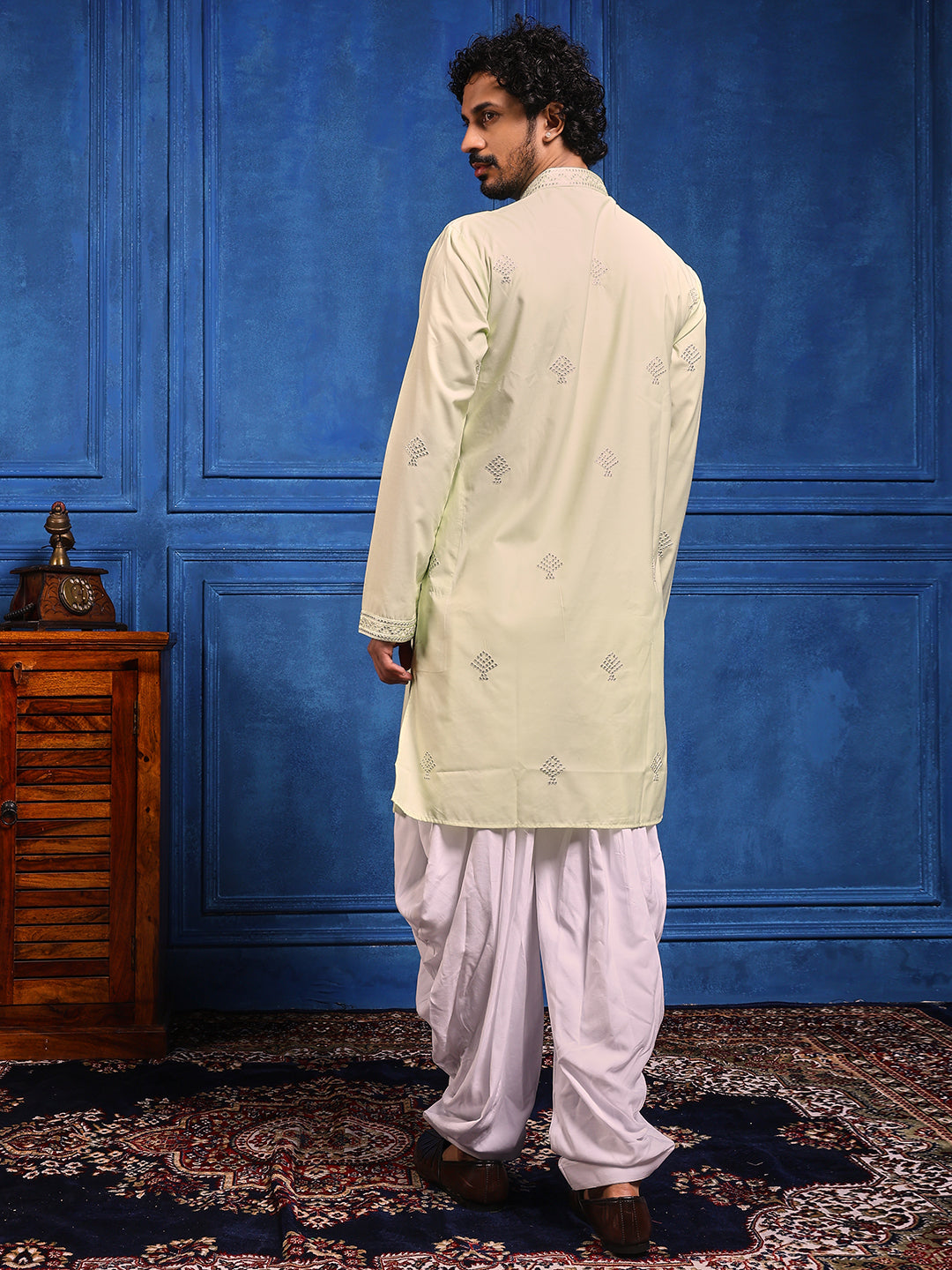 Pistachio Green Embroidered Kurta With Dupatta And Patiala Pant Set