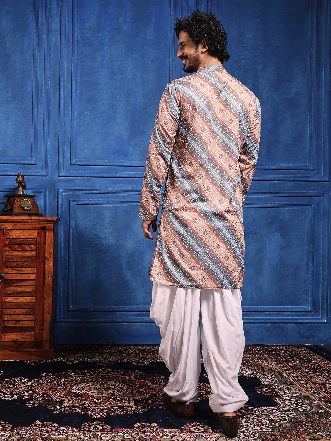 Brown-Grey bandhani  Printed Kurta Plus Dupatta Set