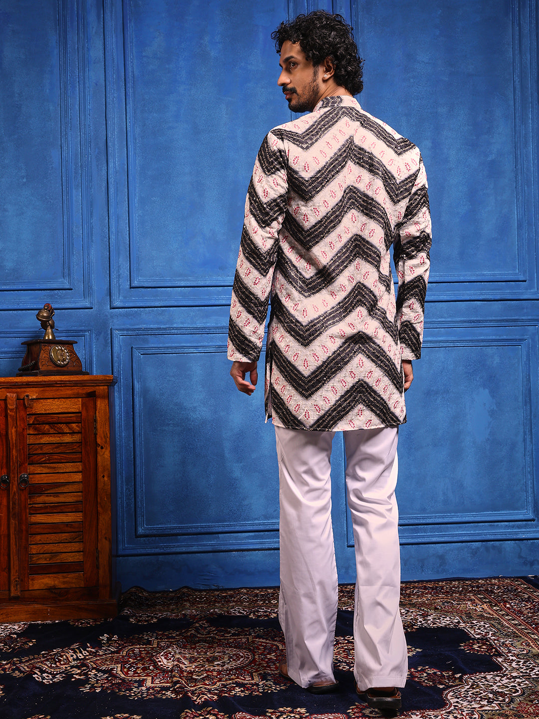 White Multicolored Printed SHORT Kurta+Dupatta Set