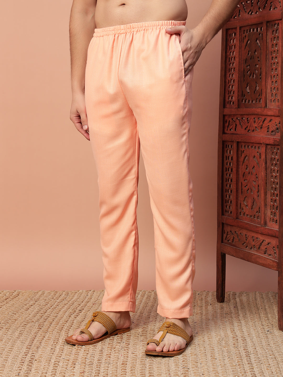 Peach Embroidery on 100% Natural Cotton Fabric kurta set