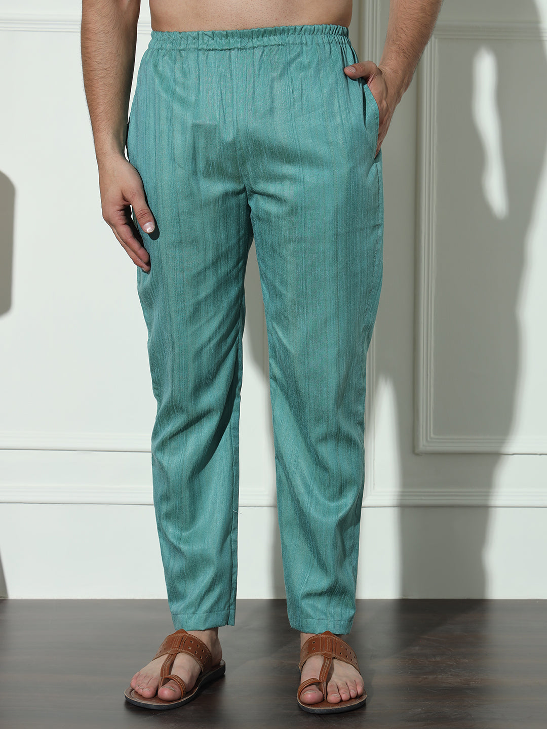 Turquoise Green Butta Embroidered Pure Cotton Kurta Set