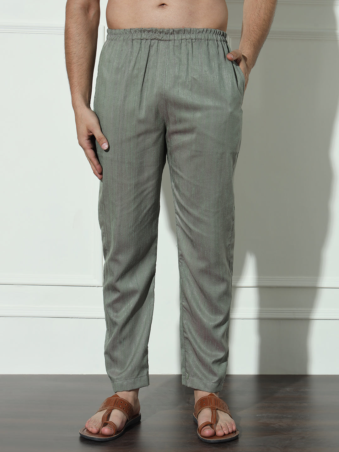 Dusty Green Butta Embroidered Pure Cotton Kurta Set