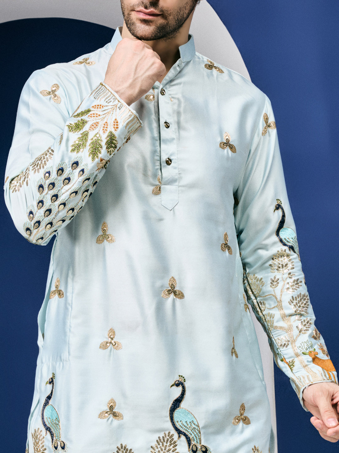 Mayur Baag Sky Blue Kurta Set.