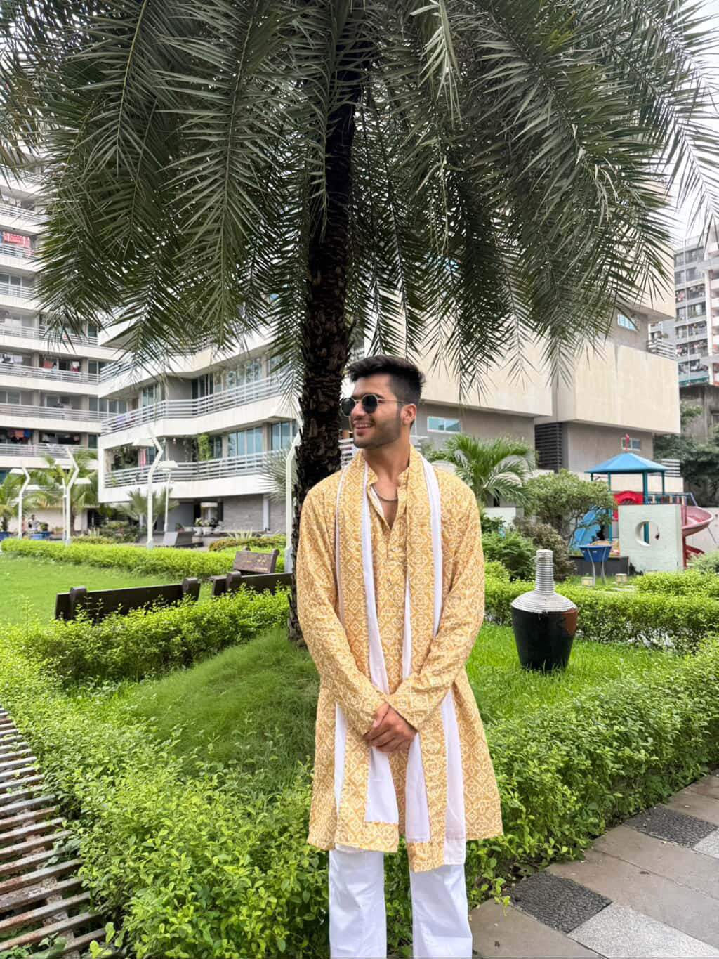 Yellow Bandhani Printed Kurta Plus Dupatta Set