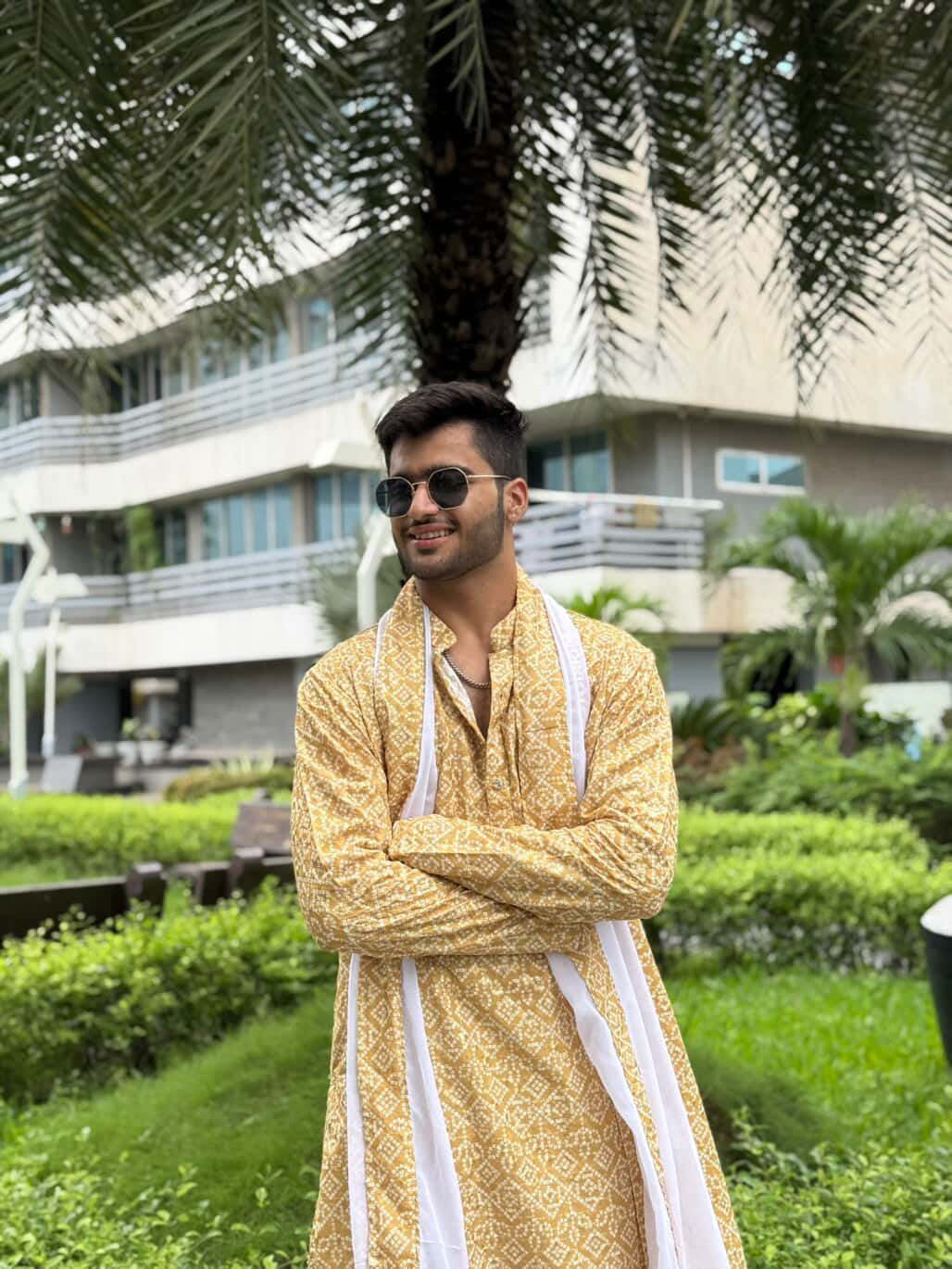 Yellow Bandhani Printed Kurta Plus Dupatta Set