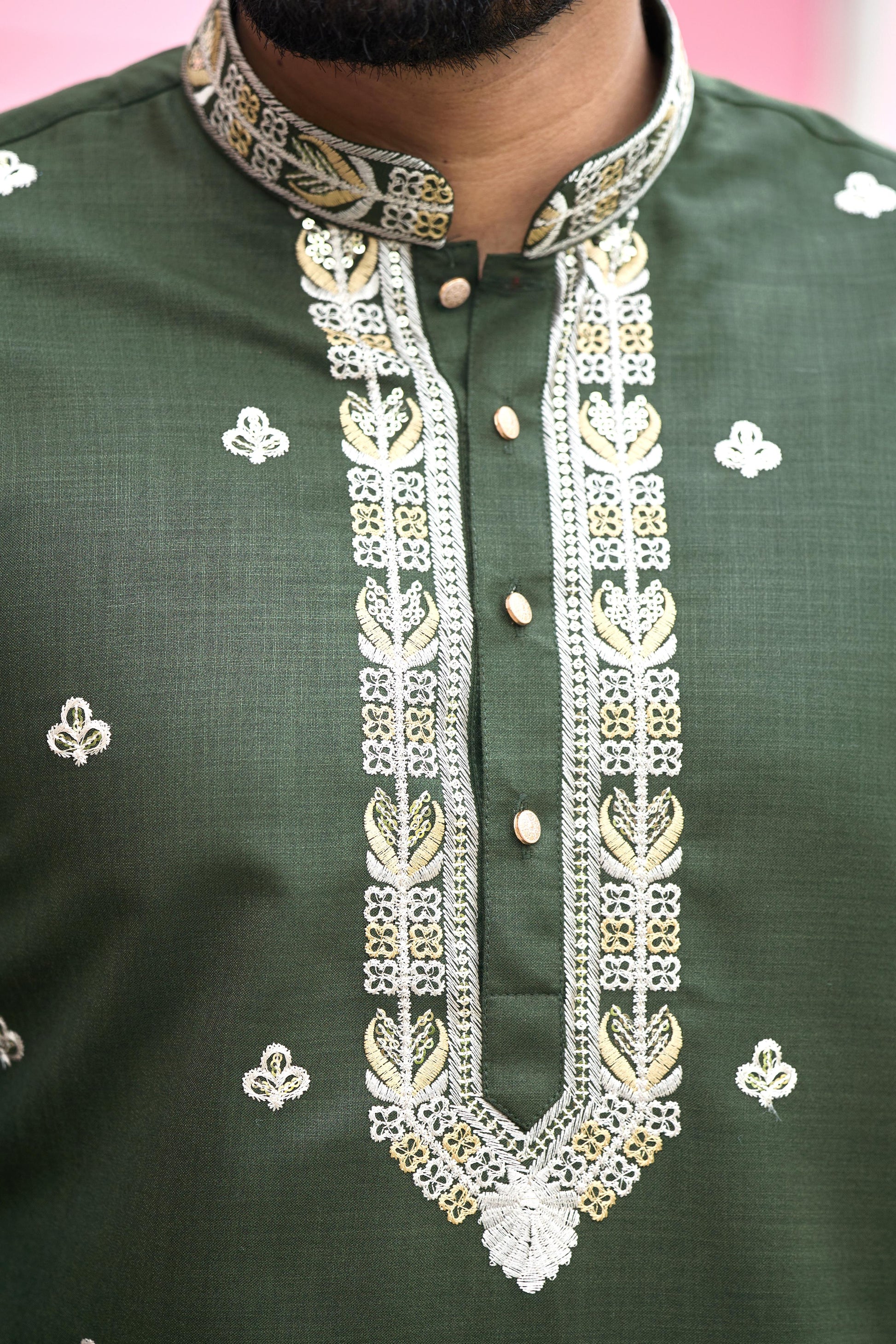 Emerald Green Royal Elephant Embroidered Kurta with Pant Set