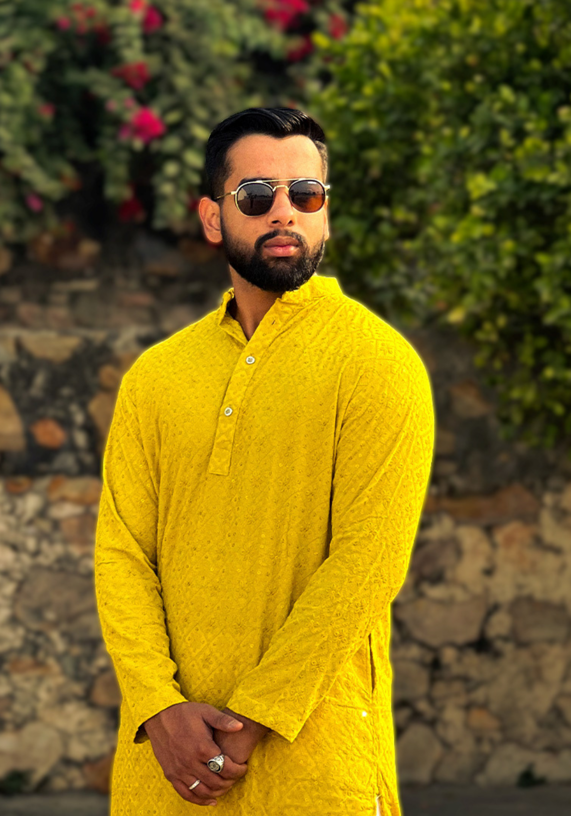 Yellow Chikankari Cotton Kurta