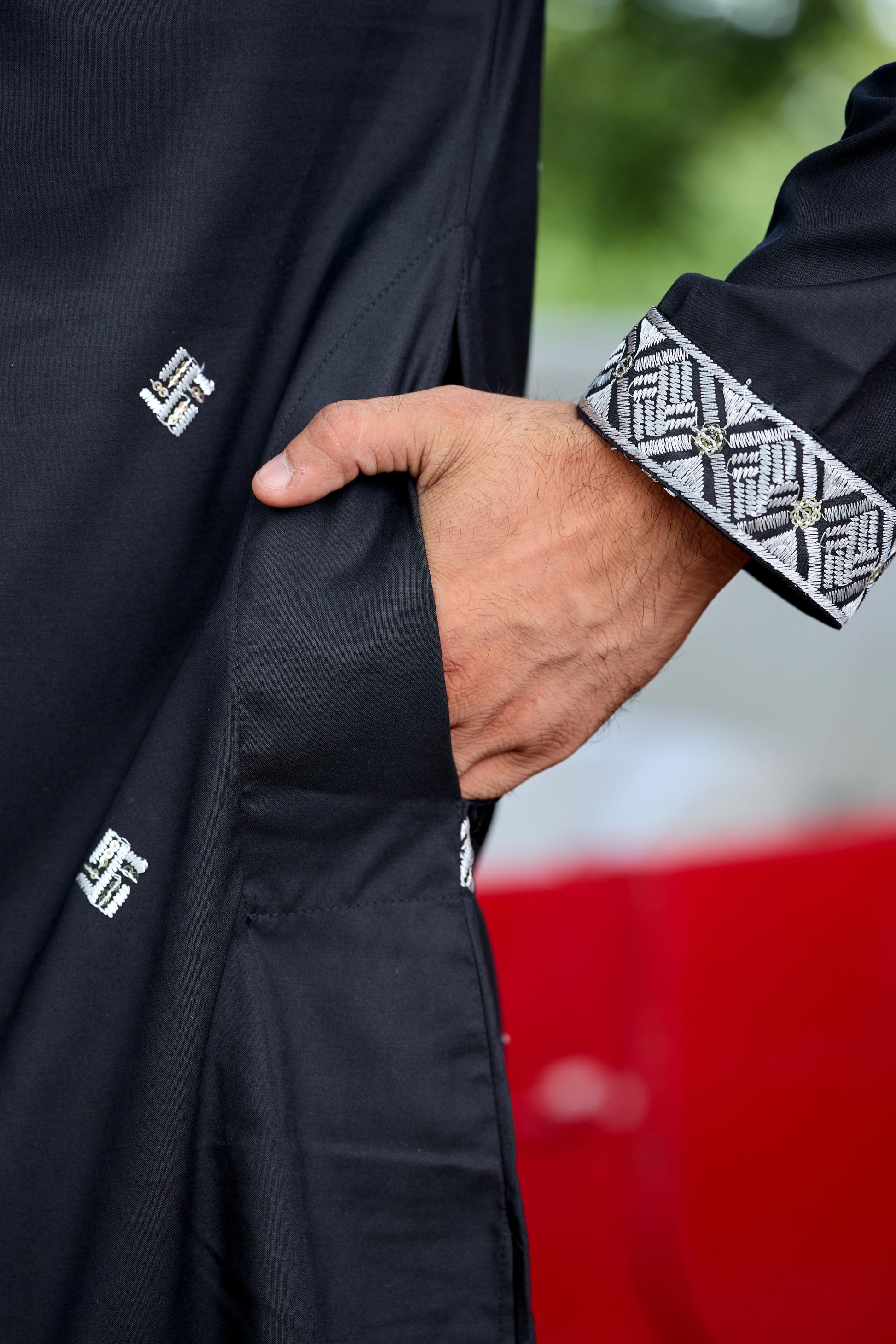 Black Embroidered Kurta with Dupatta and Pant Set