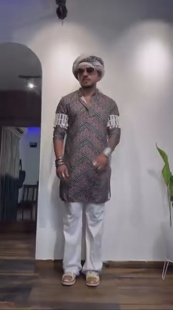 Grey Bandhani Printed Kurta Plus Dupatta Set