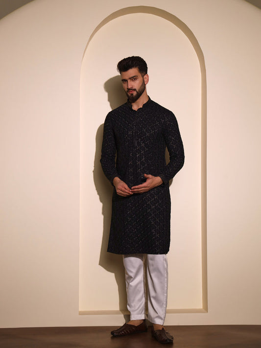 Black Chikankari Kurta