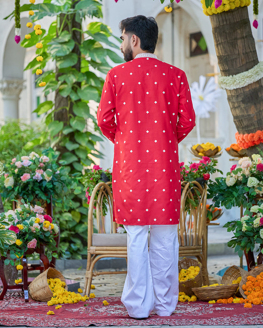 Valor-Crimson Embroidered Kurta.