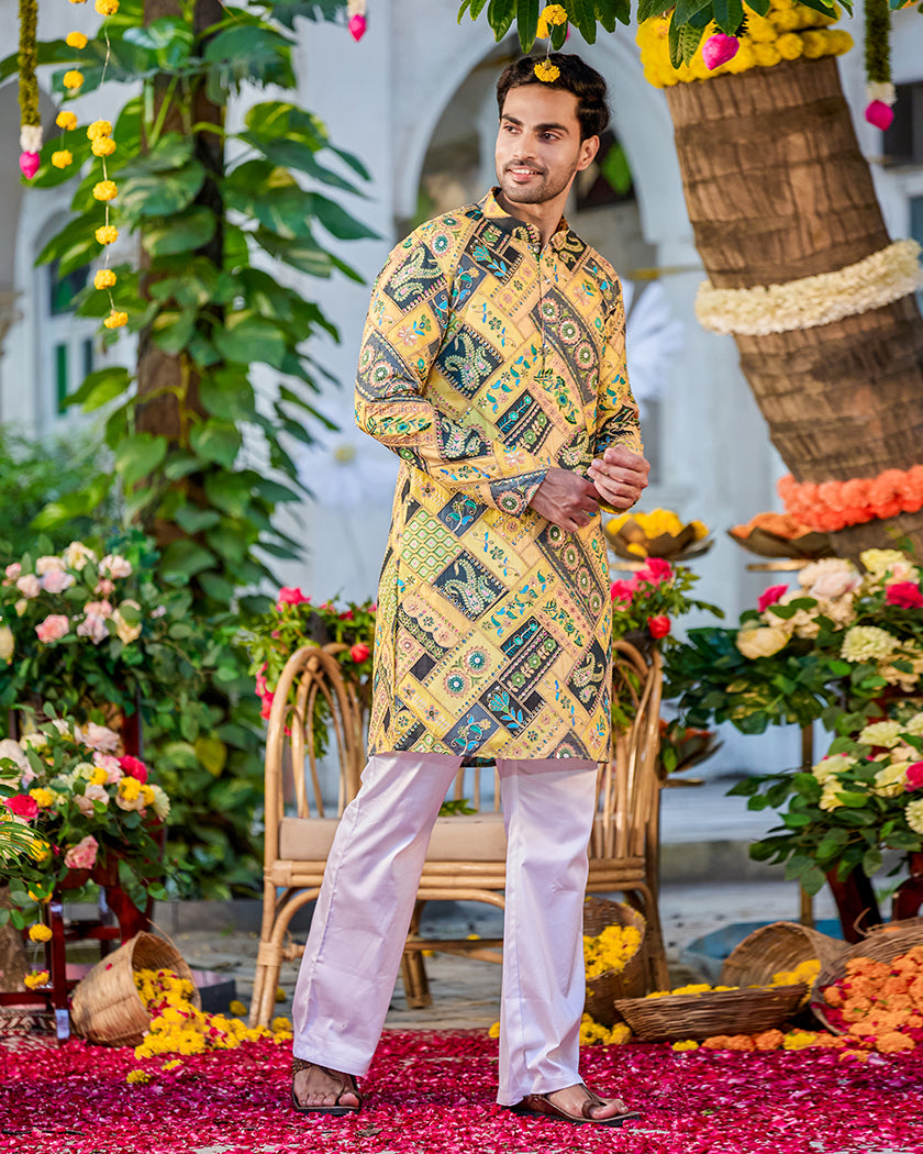 Regal Mosaic Yellow Kurta