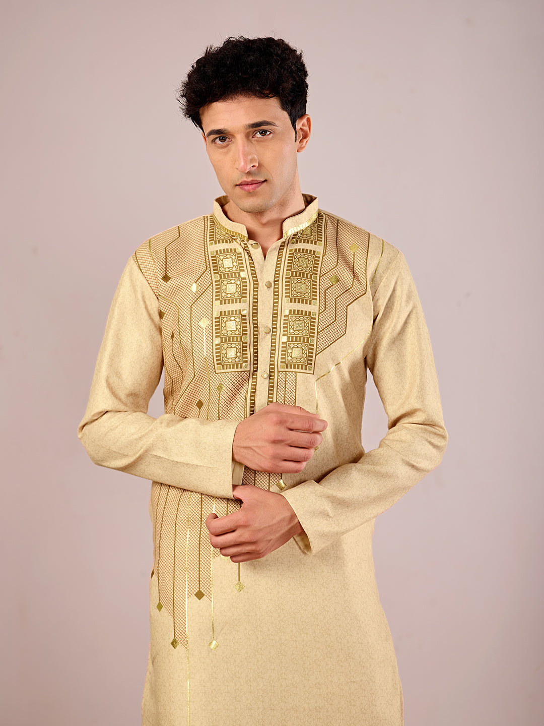 The Swarn Linen Kurta (Cream Gold).