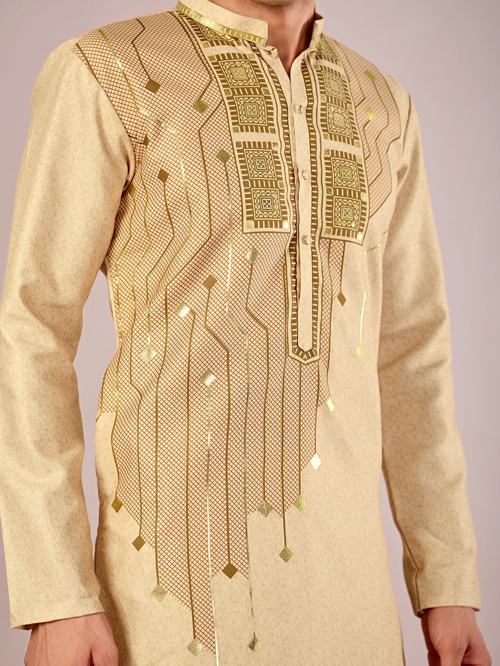 The Swarn Linen Kurta (Cream Gold).