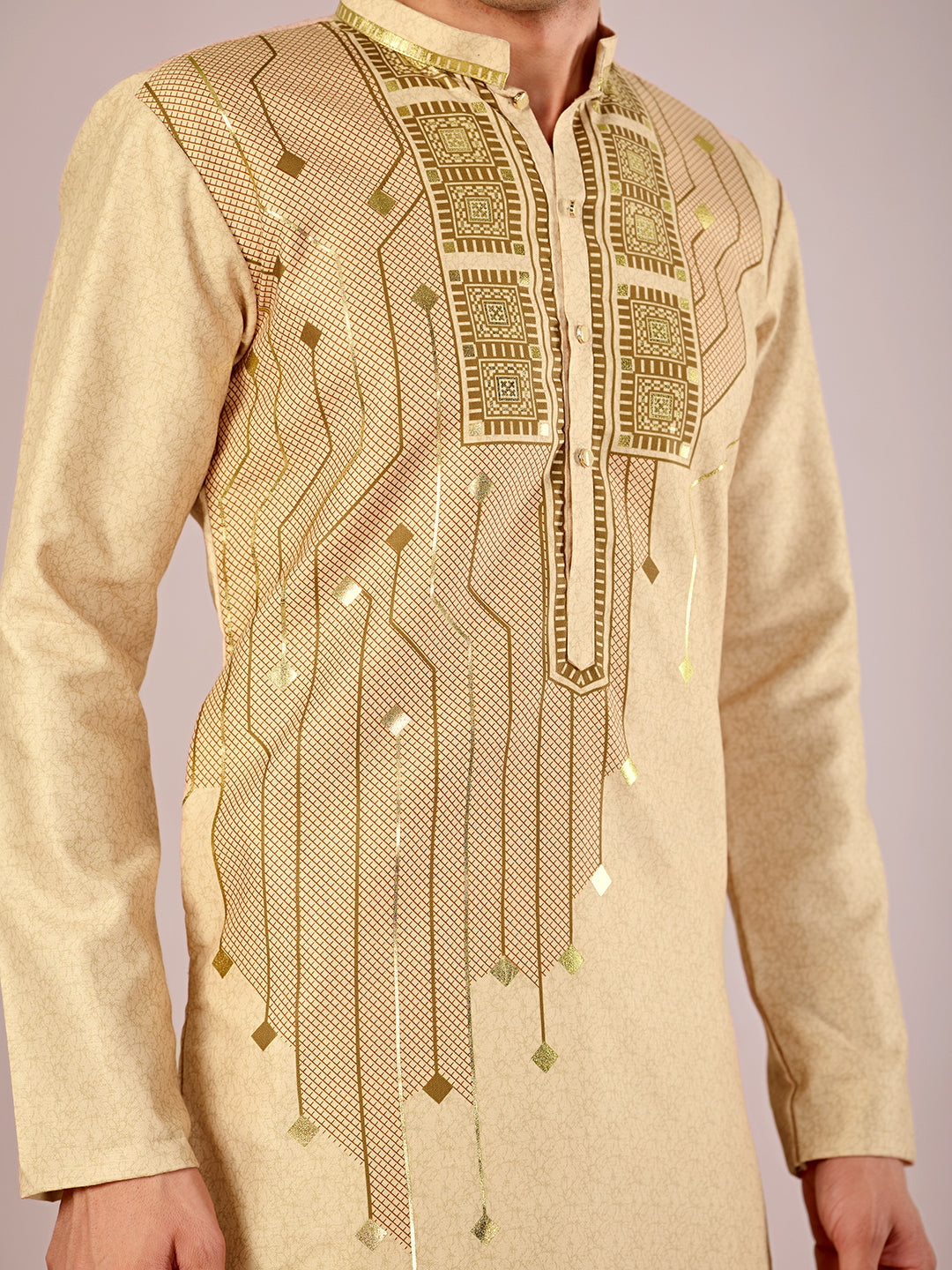 The Swarn Linen Kurta (Cream Gold).