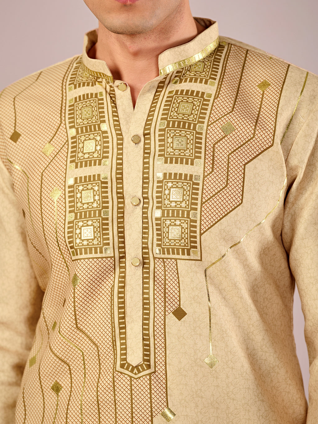 The Swarn Linen Kurta (Cream Gold).