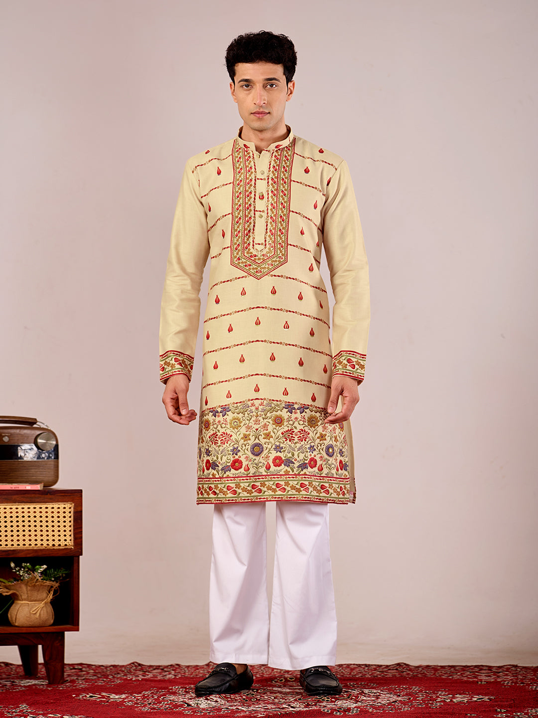 The Shahan Linen Kurta (Antique Gold)
