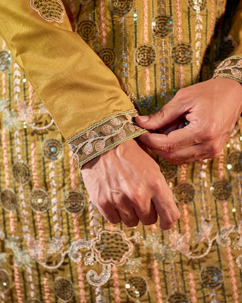 Allure Golden Embroidered Kurta.