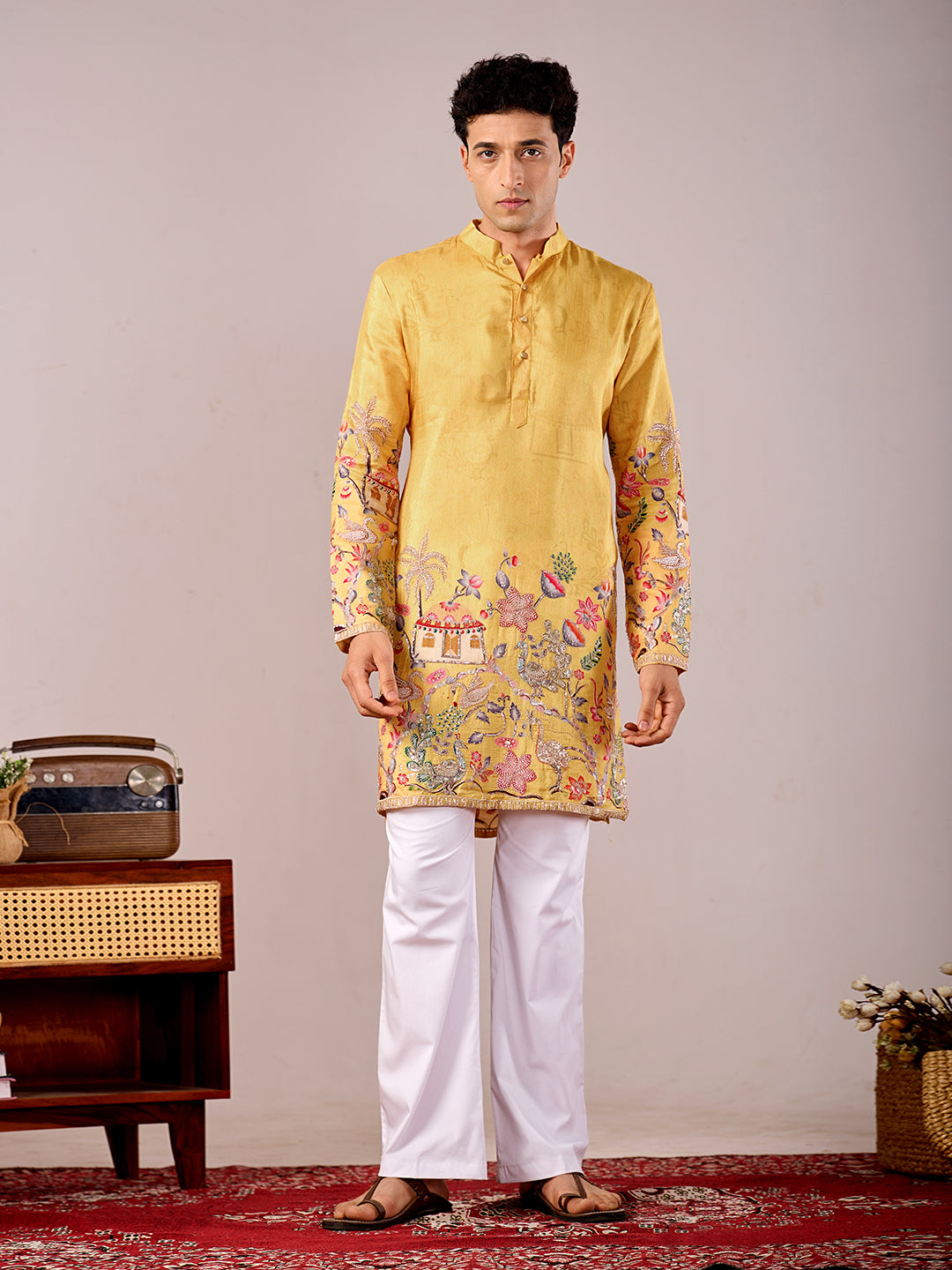 The Darbar Embroidered Kurta (Radiant Yellow)