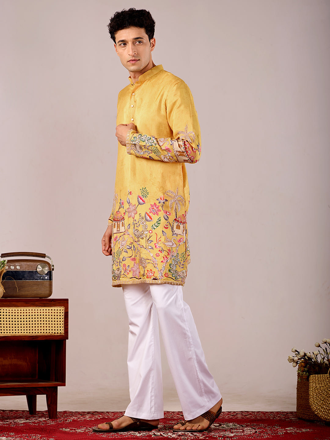 The Darbar Embroidered Kurta (Radiant Yellow)