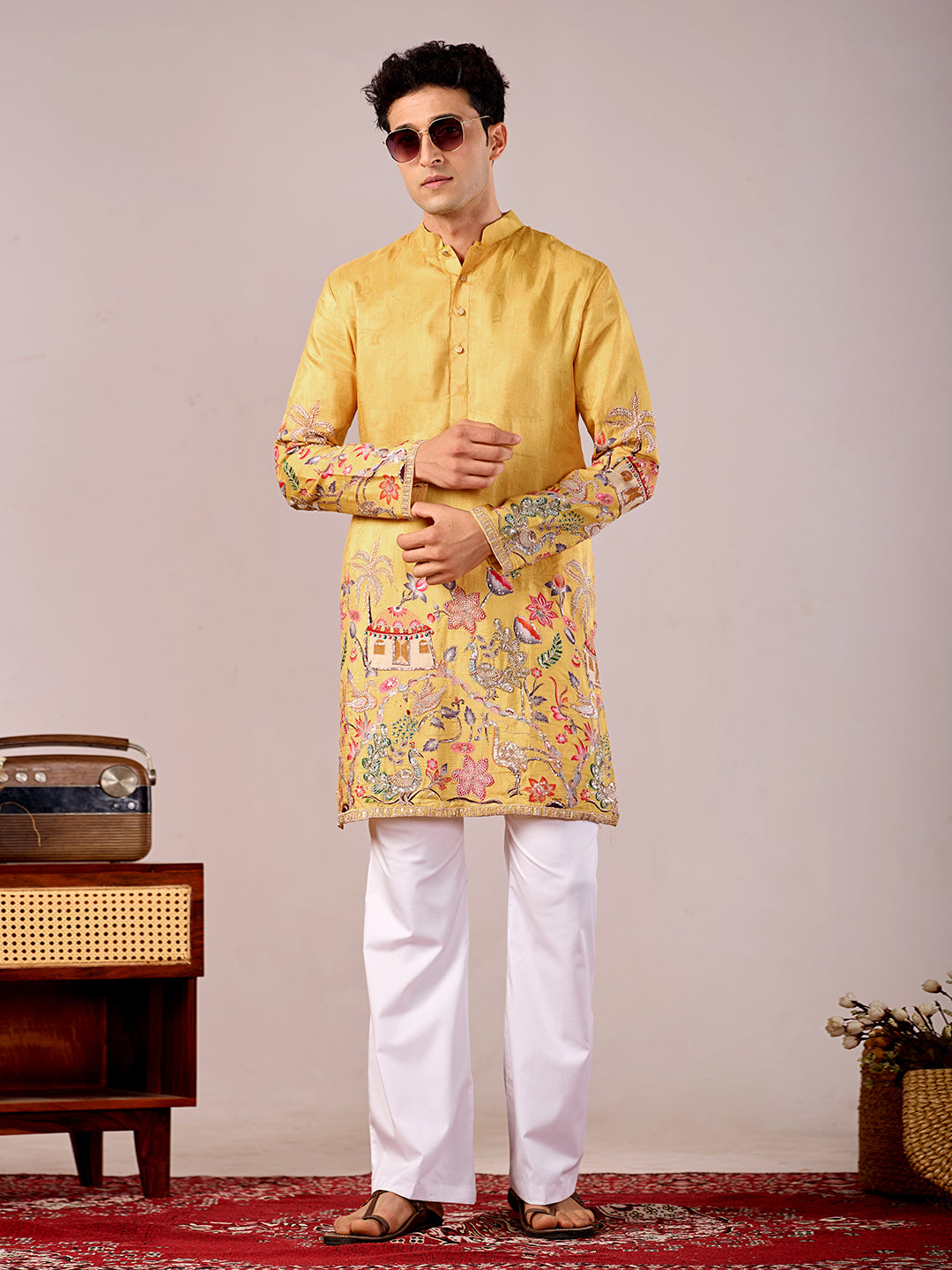 The Darbar Embroidered Kurta (Radiant Yellow)
