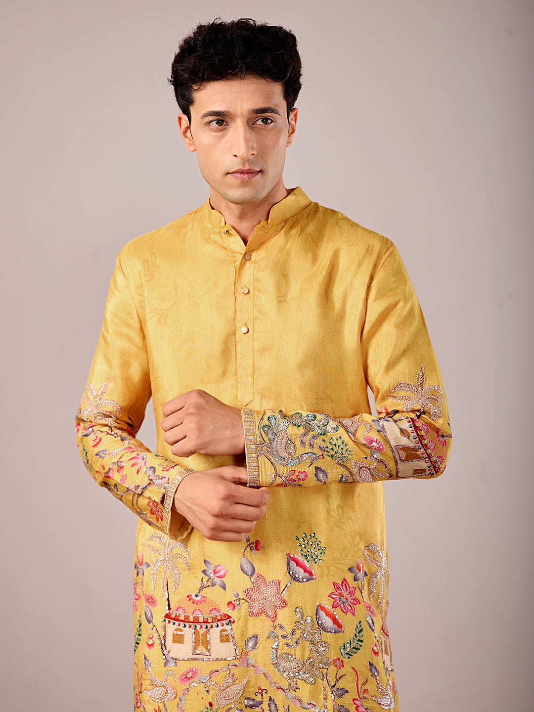 The Darbar Embroidered Kurta (Radiant Yellow)