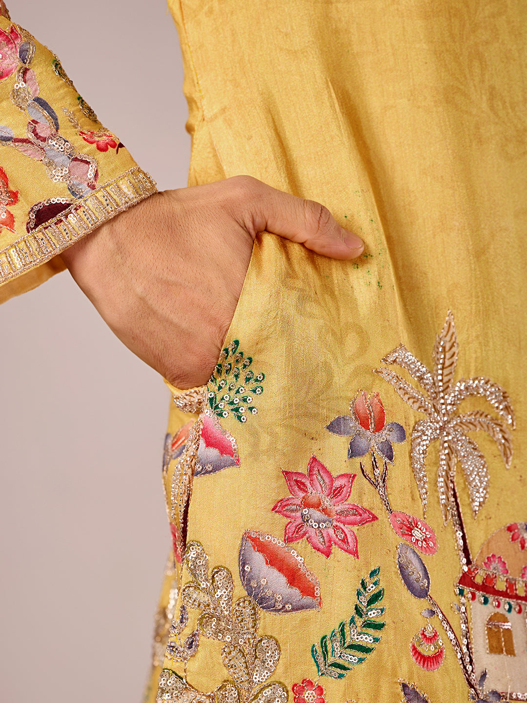 The Darbar Embroidered Kurta (Radiant Yellow)