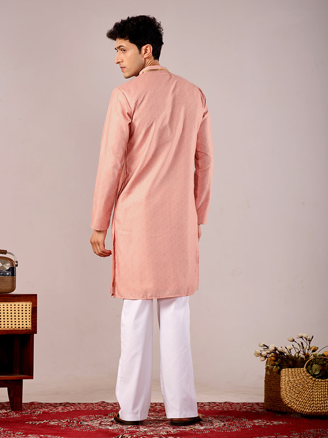 The Swarn Linen Kurta (Royal Peach)