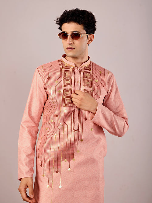 The Swarn Linen Kurta (Royal Peach)