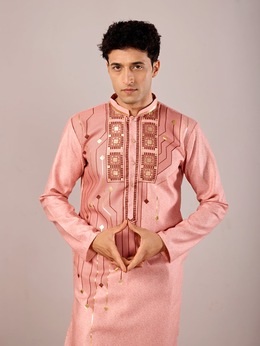 The Swarn Linen Kurta (Royal Peach)