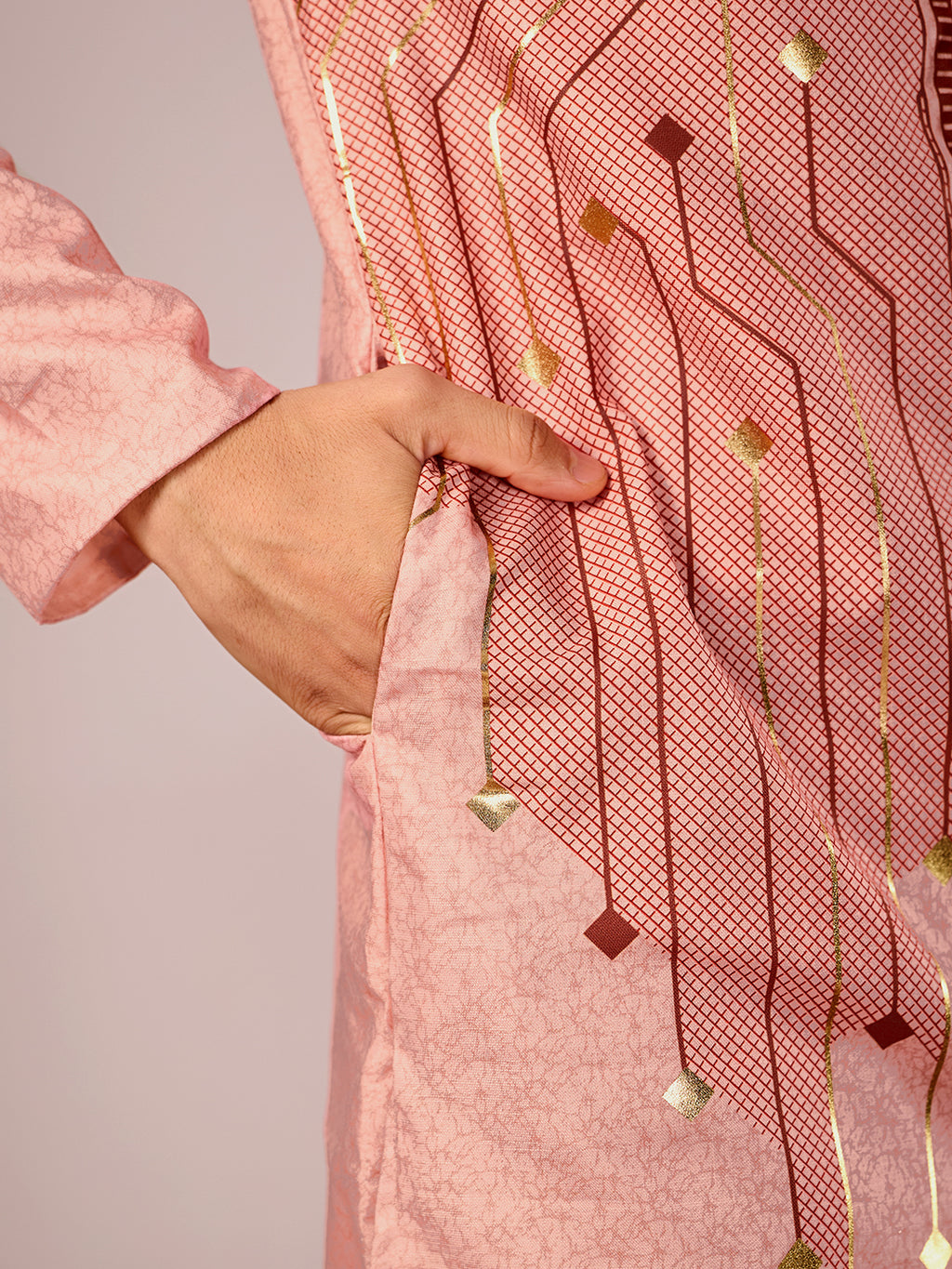 The Swarn Linen Kurta (Royal Peach)