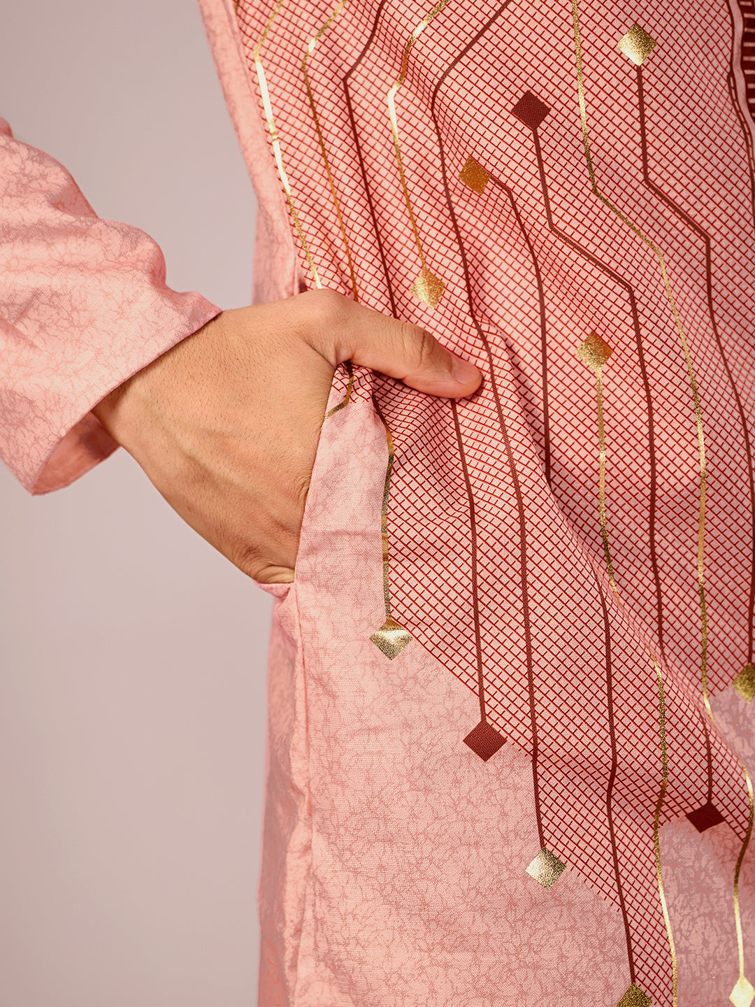 The Swarn Linen Kurta (Royal Peach)