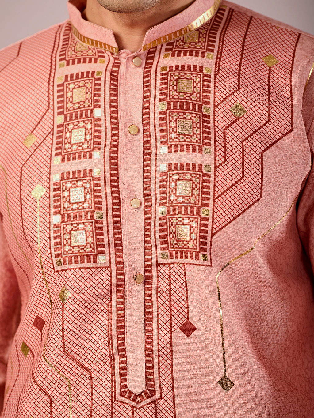 The Swarn Linen Kurta (Royal Peach)