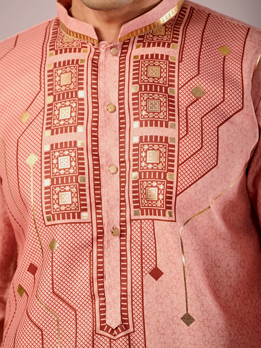 The Swarn Linen Kurta (Royal Peach)