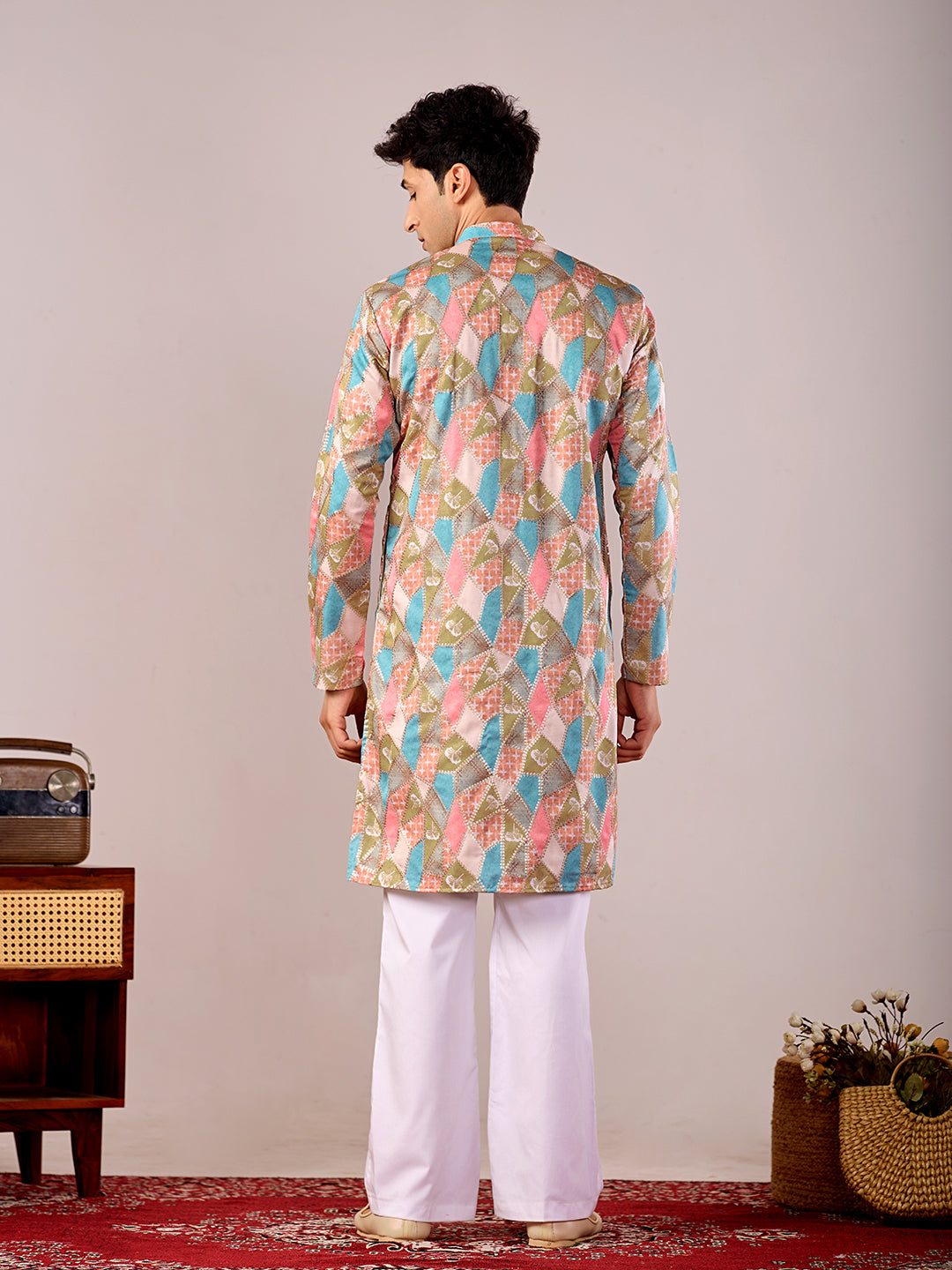The Qila Embroidered Kurta (Pastel Mosaic)