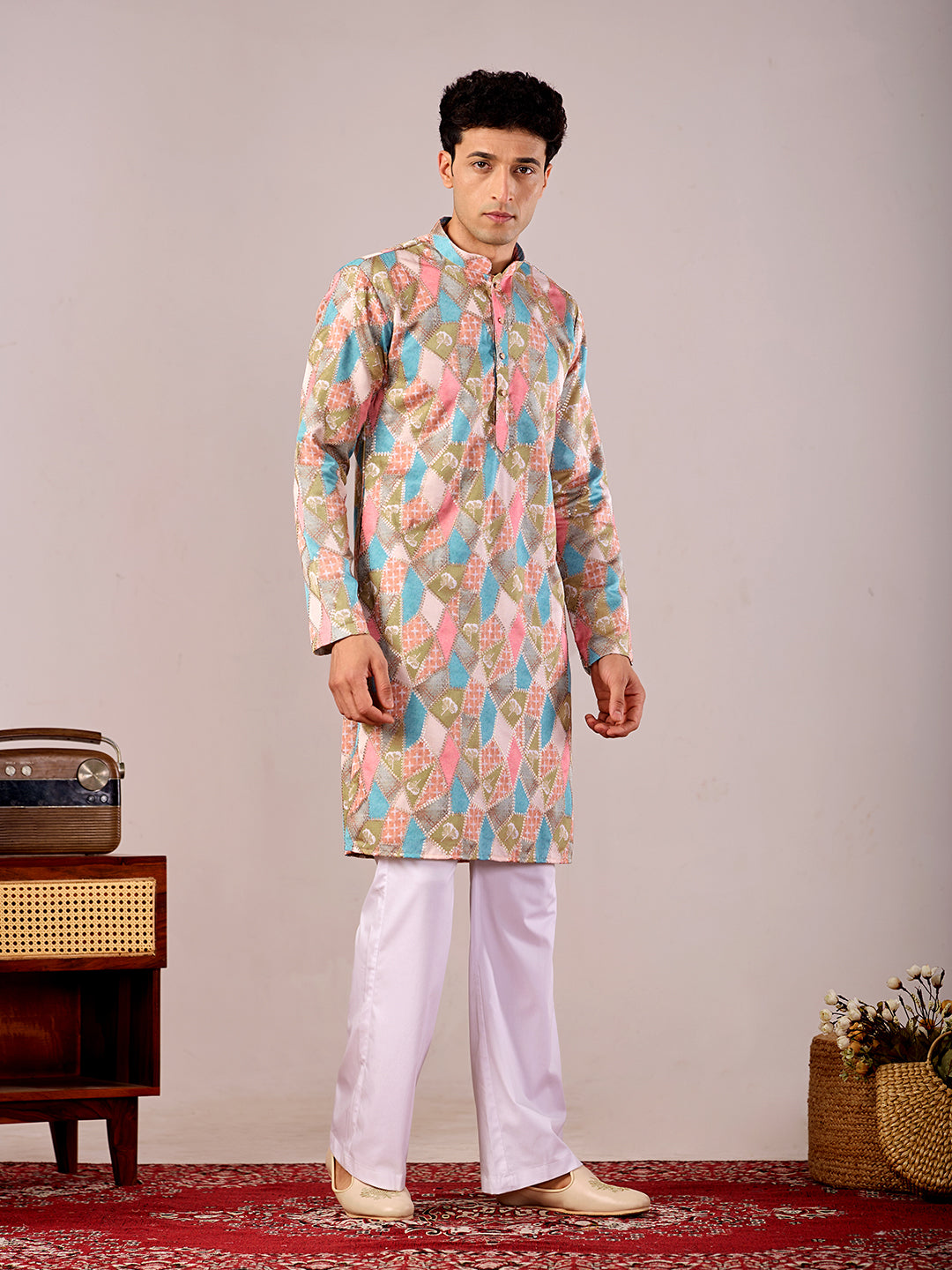 The Qila Embroidered Kurta (Pastel Mosaic)