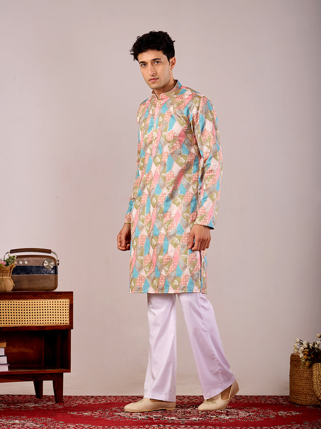 The Qila Embroidered Kurta (Pastel Mosaic)