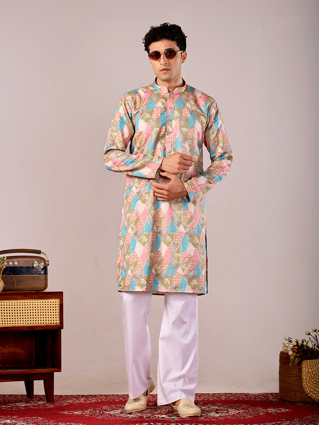The Qila Embroidered Kurta (Pastel Mosaic)