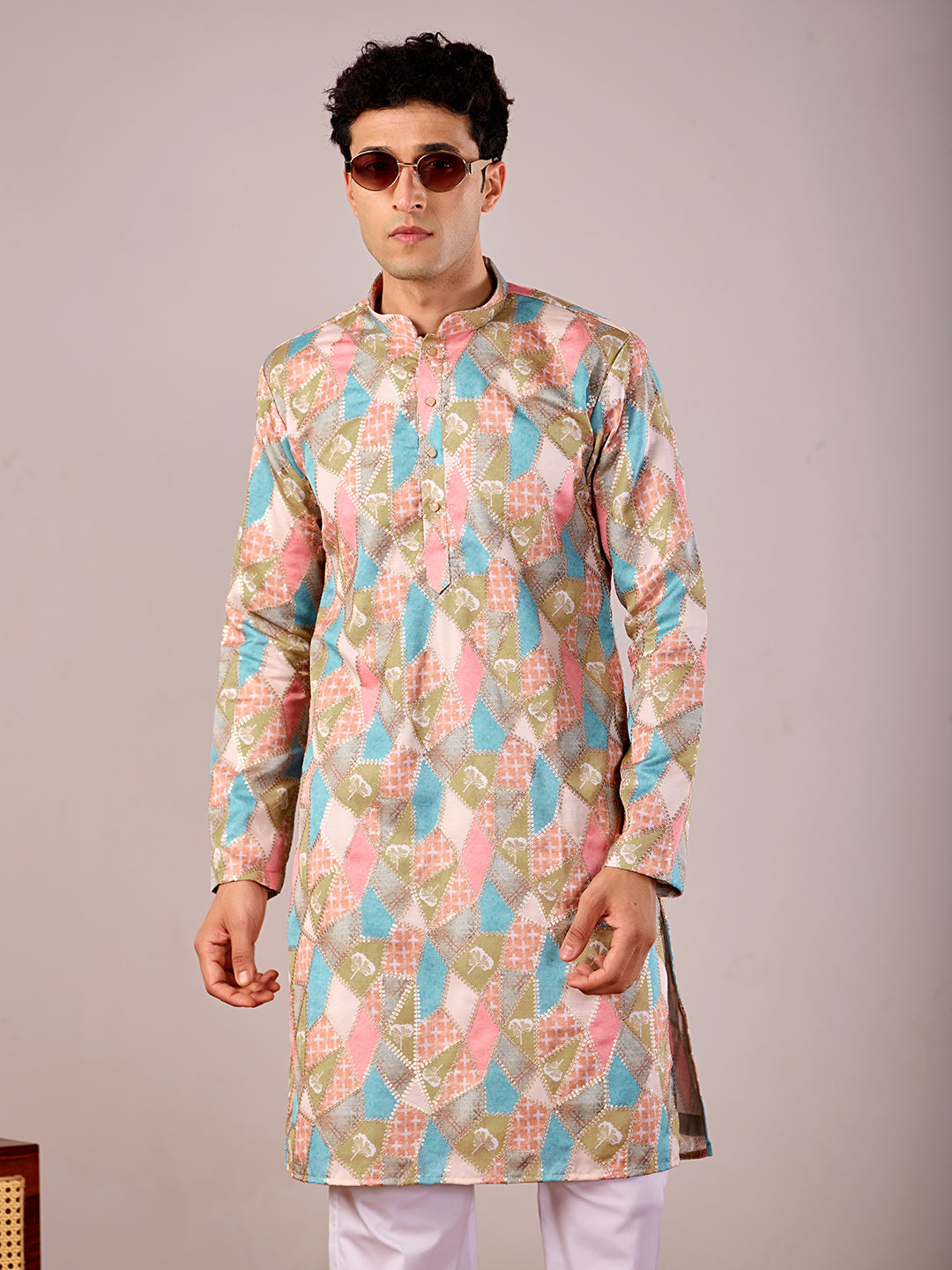 The Qila Embroidered Kurta (Pastel Mosaic)
