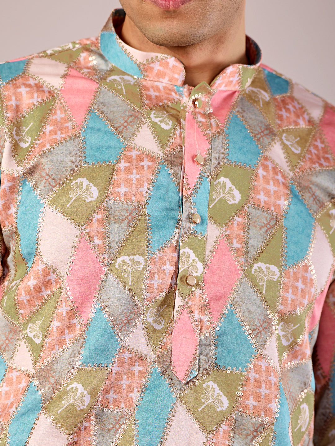 The Qila Embroidered Kurta (Pastel Mosaic)