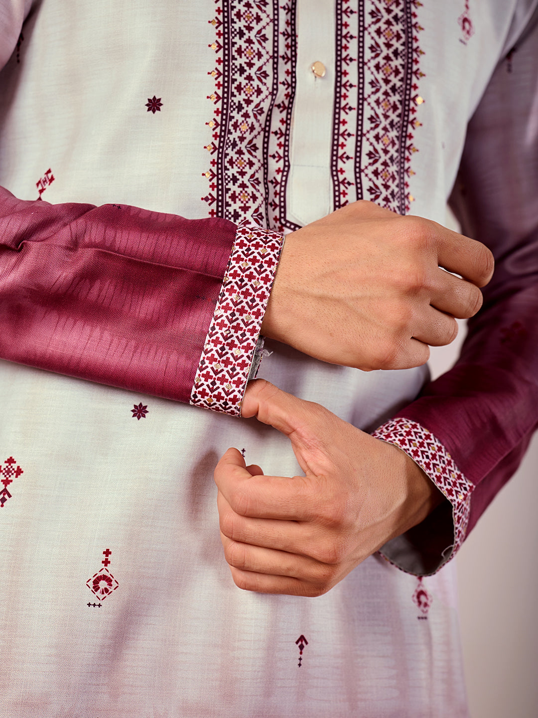 The Jahan Linen Kurta (Ombre Plum)
