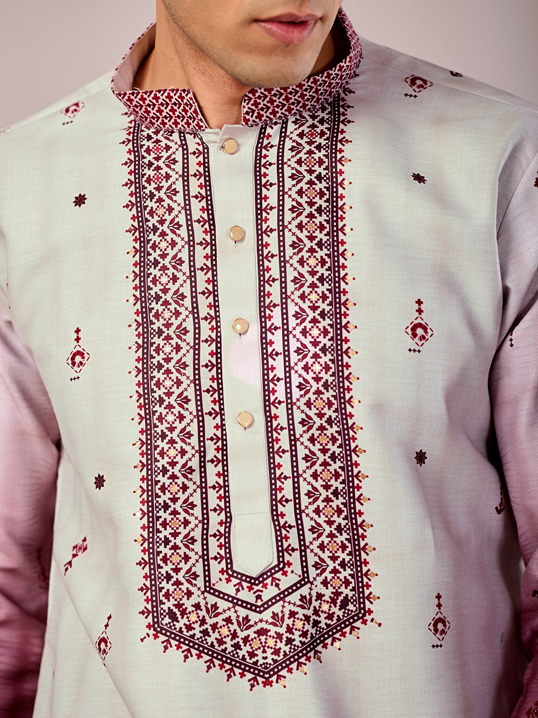 The Jahan Linen Kurta (Ombre Plum)