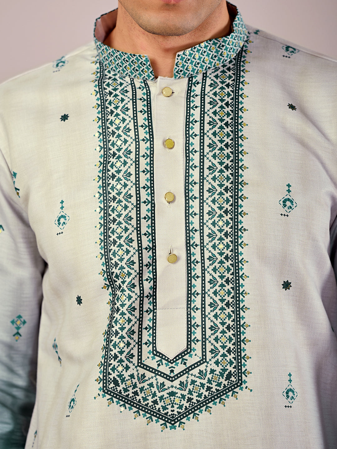 The Jahan Linen Kurta (Ombre Teal)